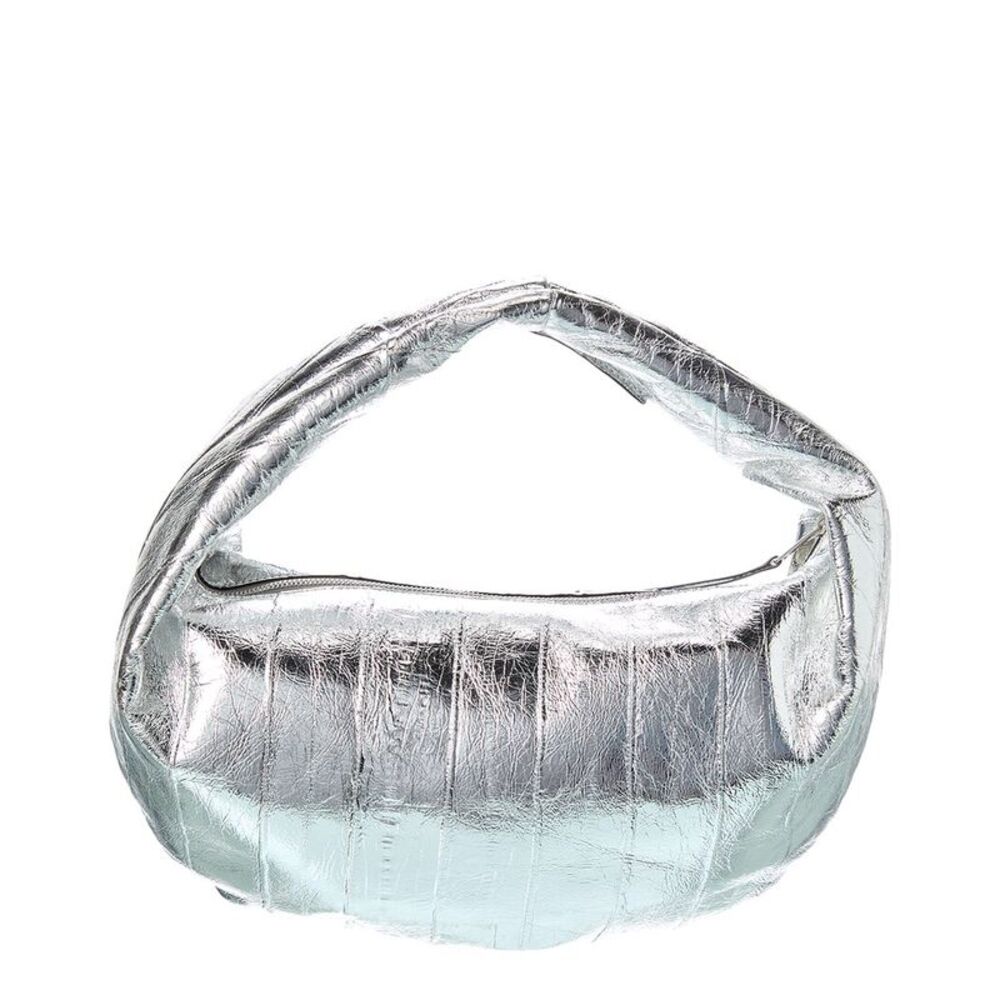Khaite Olivia Metallic Leather Hobo Bag, Silver - Picture 2 of 4